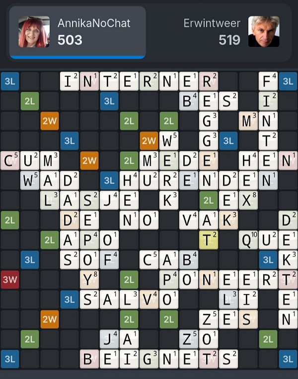 1112 punten in WordFeud